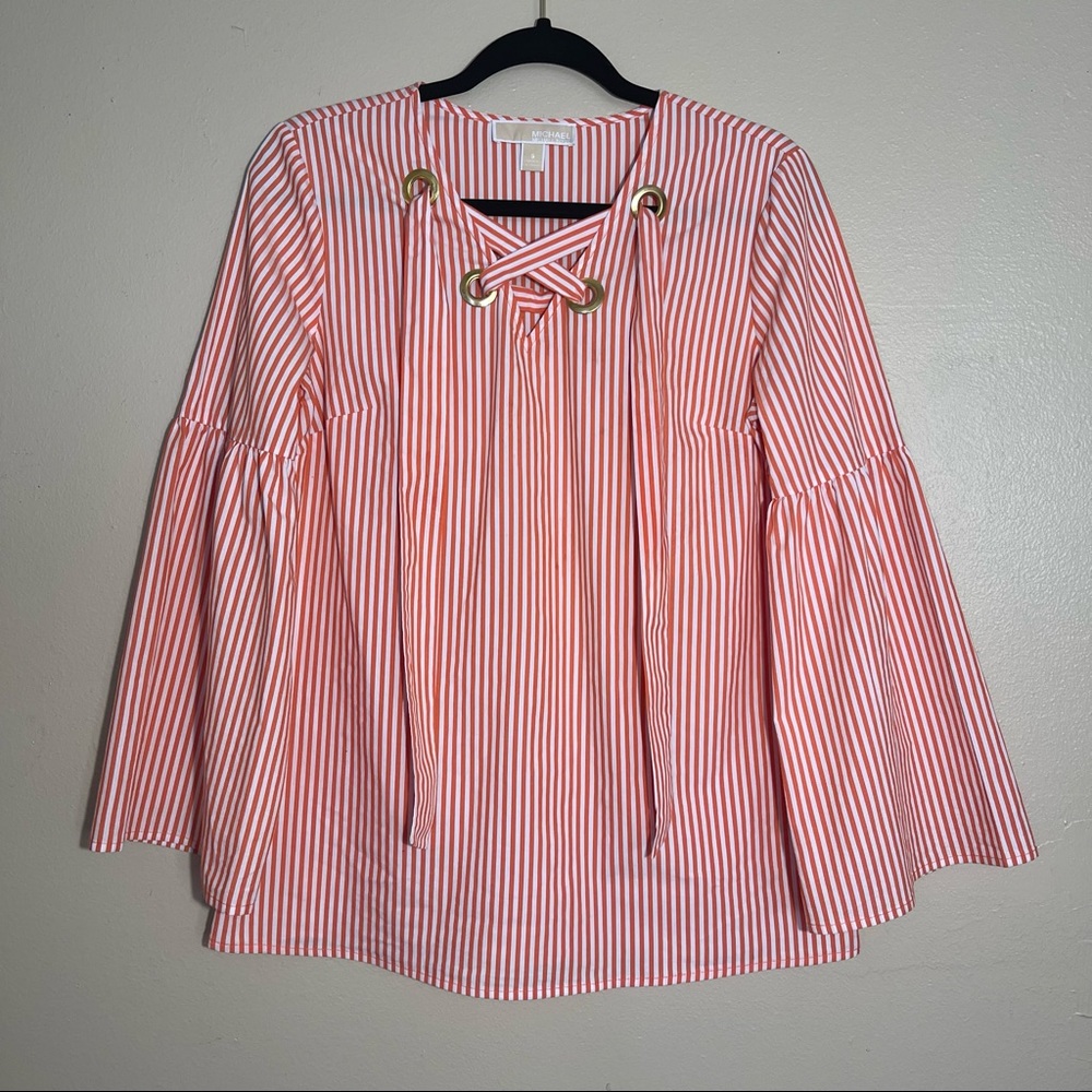MICHAEL KORS | STRIPED BLOUSE WITH BELL SLEEVES
